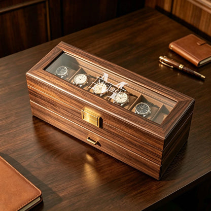 Custom Engraved Watch Box – Double Layer Jewelry Organizer, Vintage Style Storage ,Gift For Him