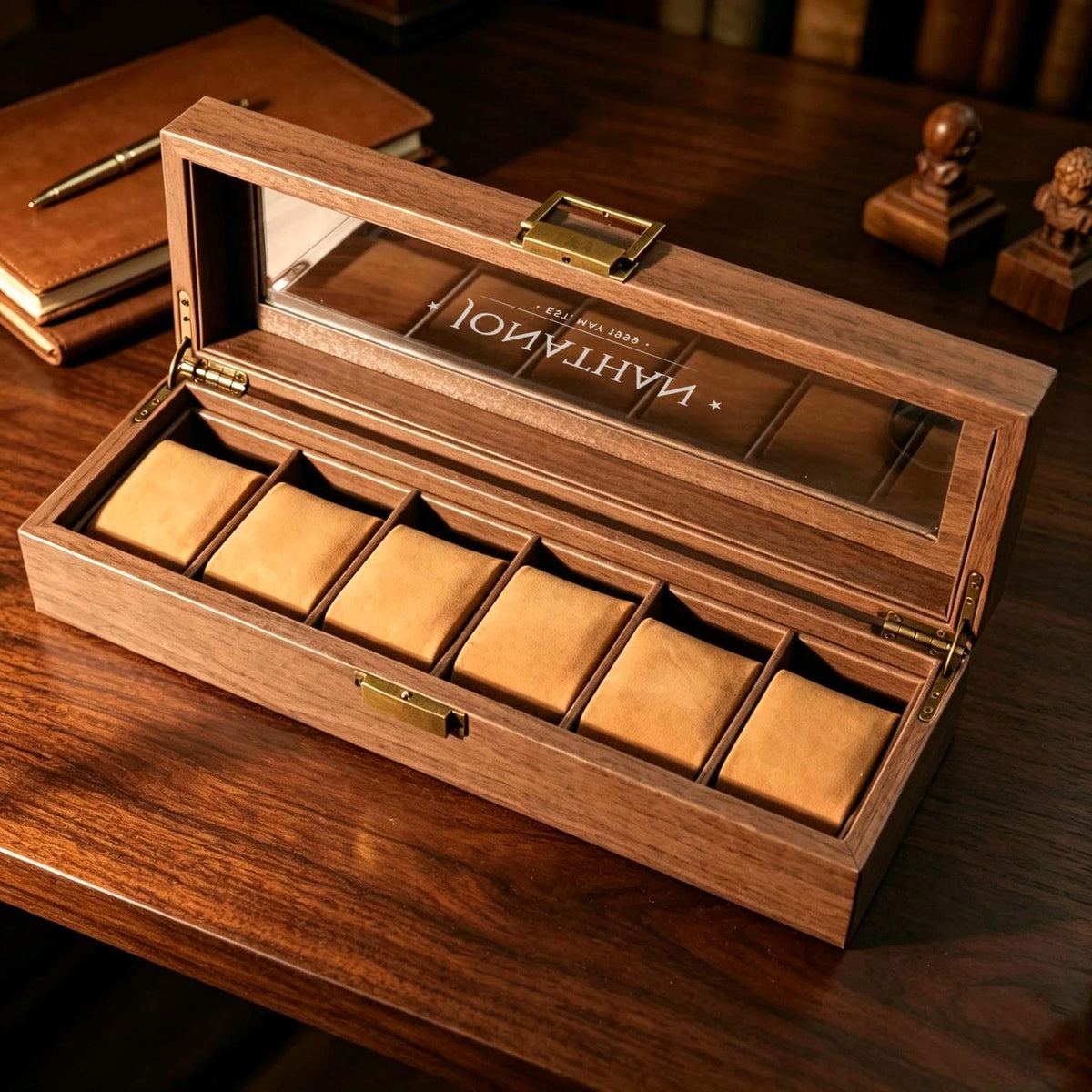 Custom Engraved Watch Box – Double Layer Jewelry Organizer, Vintage Style Storage ,Gift For Him