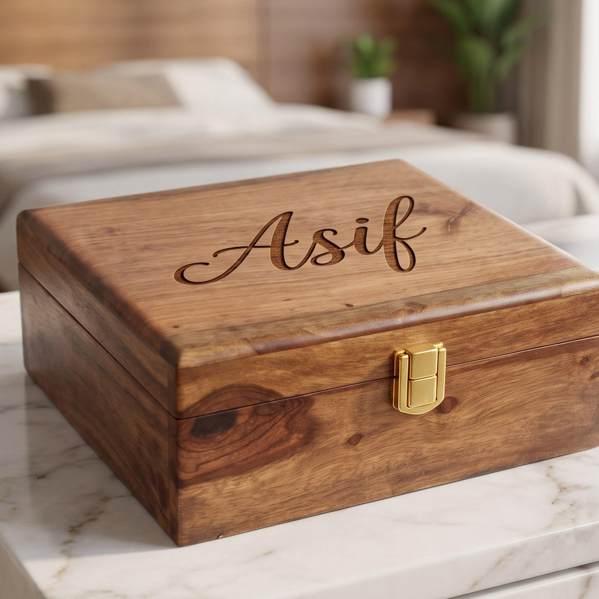 Personalized Solid Wood Watch Box, 6 Slot Engraved Watch Organizer, Gift for Him