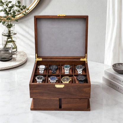 Personalized 8 Slots Watch Box,Engraved Wooden Men Jewelry Display Organizer Watch Case,Gift for Him