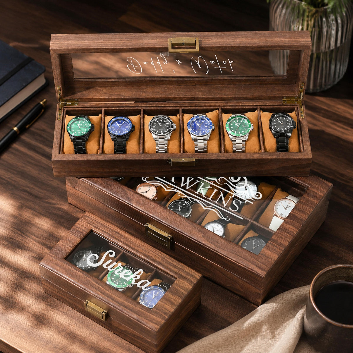 Custom Engraved Watch Box, Personalized Watch Case, Men watch jewelry box, Gifts for husband, Birthday / Anniversary Gifts for Men