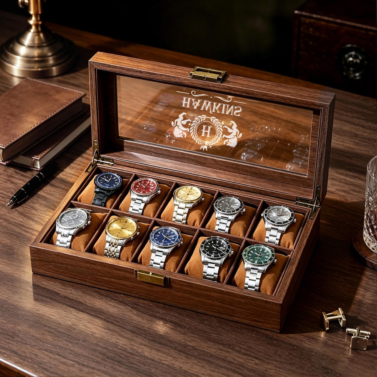 Custom Engraved Watch Box, Personalized Watch Case, Men watch jewelry box, Gifts for husband, Birthday / Anniversary Gifts for Men