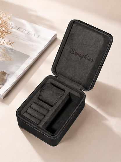 Personalized Leather Watch Case for Men, Travel Watch & Jewelry Organizer, Glasses and Ring Storage, Custom Gift for Him