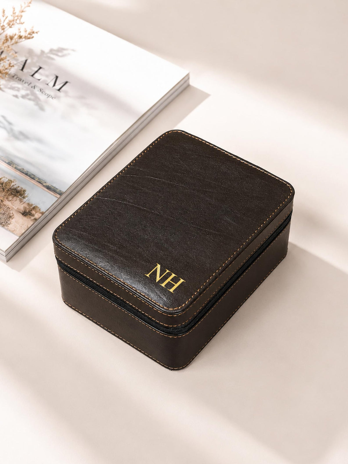 Personalized Watch Box for Men, Single Watch Travel Case, Jewelry & Sunglasses Organizer, Custom Gift for Husband Dad