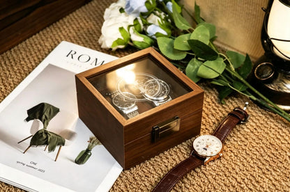 Personalized Handmade Wooden Watch Box with Double-Slot, Watch Display Case, Watch Storage Organizer - Teakwood, Fathers Day Gift, Mans Gift