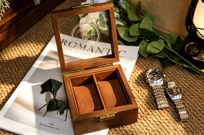 Personalized Handmade Wooden Watch Box with Double-Slot, Watch Display Case, Watch Storage Organizer - Teakwood, Fathers Day Gift, Mans Gift