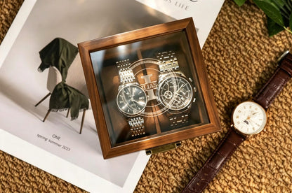 Personalized Handmade Wooden Watch Box with Double-Slot, Watch Display Case, Watch Storage Organizer - Teakwood, Fathers Day Gift, Mans Gift