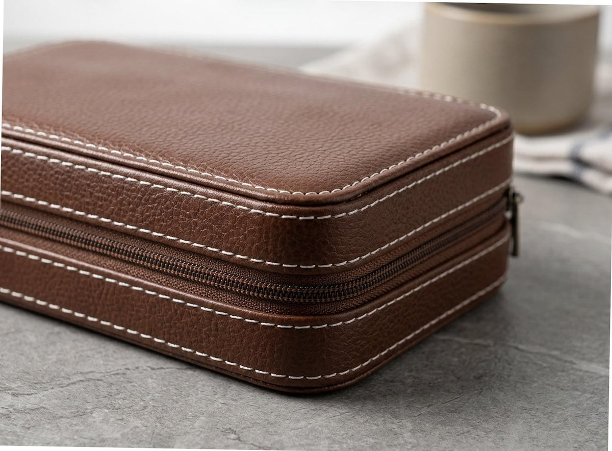 Leather Watch Box, Multi Slot Organizer, Travel Timepiece Holder, Zip Storage Case, Luxury Watch Display, Men Accessory