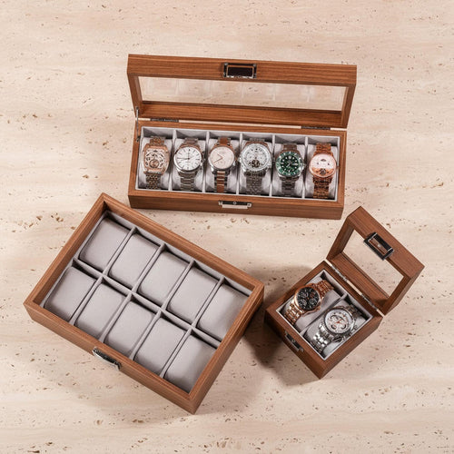 Elegant Wooden Watch Box with Glass Lid Classic Storage Solution for Timepieces and Accessories Gift for Him