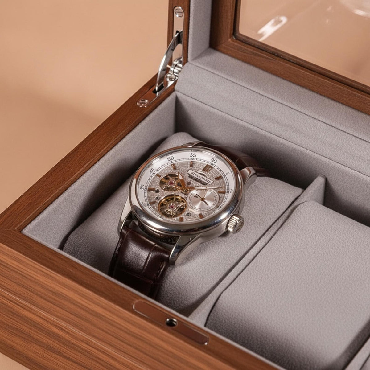 Elegant Wooden Watch Box with Glass Lid Classic Storage Solution for Timepieces and Accessories Gift for Him