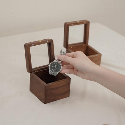 Wooden Watch Box with Glass Lid, Personalized Jewelry Storage Box, Keepsake Box, Watch Case, Gift for Him, Anniversary Gift