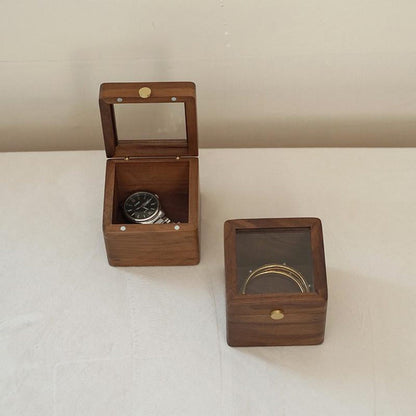 Wooden Watch Box with Glass Lid, Personalized Jewelry Storage Box, Keepsake Box, Watch Case, Gift for Him, Anniversary Gift