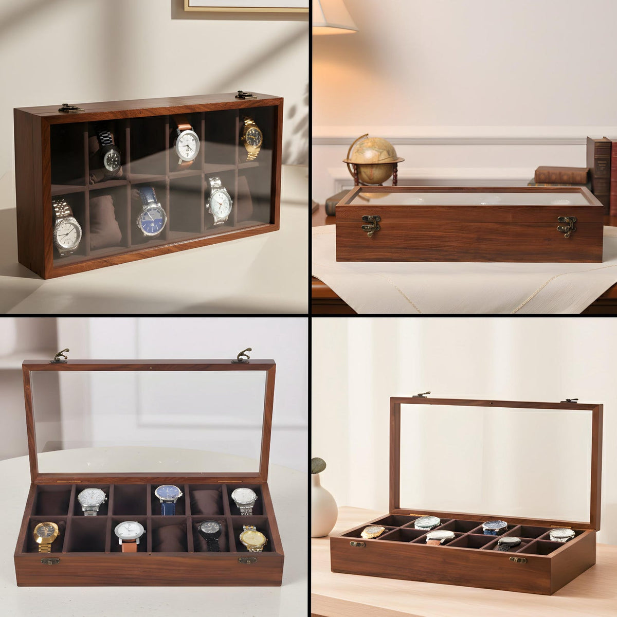 Wooden Watch Organizer Box, Handcrafted Watch Display Case, Multi Slot Watch Storage, Men's Gift, Watch Collector Gift