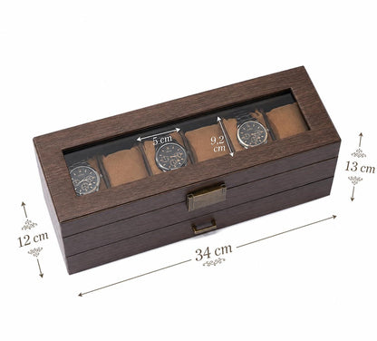 Walnut Wood Watch Box, Double Layer Watch Organizer, Watch Display Case, Jewelry Storage Box