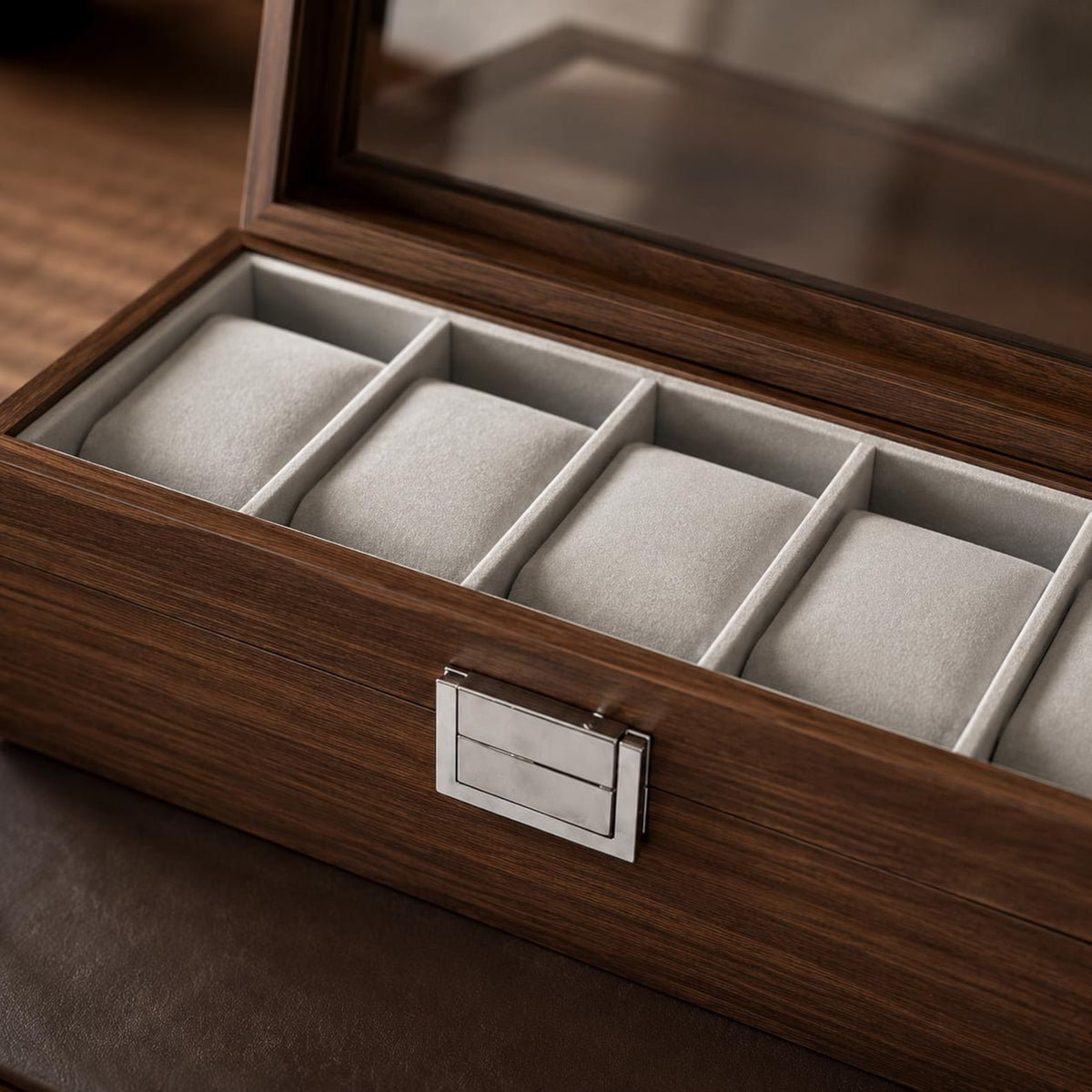 Black Walnut Watch Box, 6 Slot Wooden Watch Organizer, Luxury Display Storage Case, Mens Watch Holder, Gift for Him or her