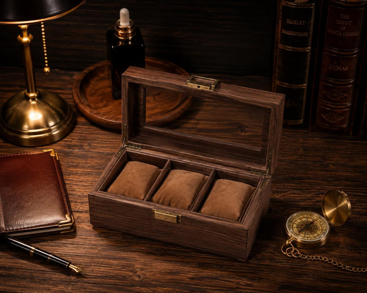 Personalized Watch Box for Men, Engraved Watch & Jewelry Organizer, Double Layer Watch Case with Drawer, Gift for Husband, Anniversary Gift
