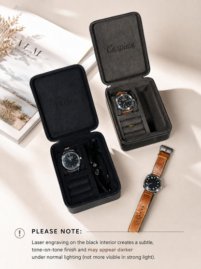 Personalized Leather Watch Case for Men, Travel Watch & Jewelry Organizer, Glasses and Ring Storage, Custom Gift for Him