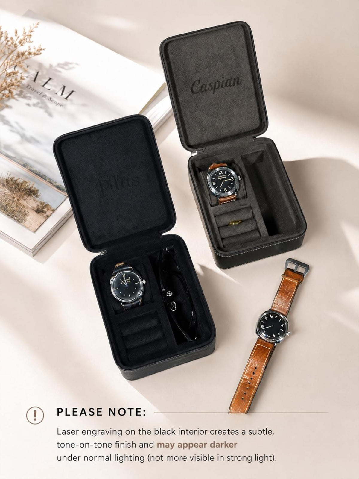 Personalized Watch Box for Men, Single Watch Travel Case, Jewelry & Sunglasses Organizer, Custom Gift for Husband Dad