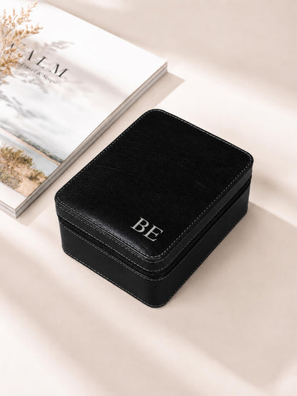 Personalized Leather Watch Case for Men, Travel Watch & Jewelry Organizer, Glasses and Ring Storage, Custom Gift for Him