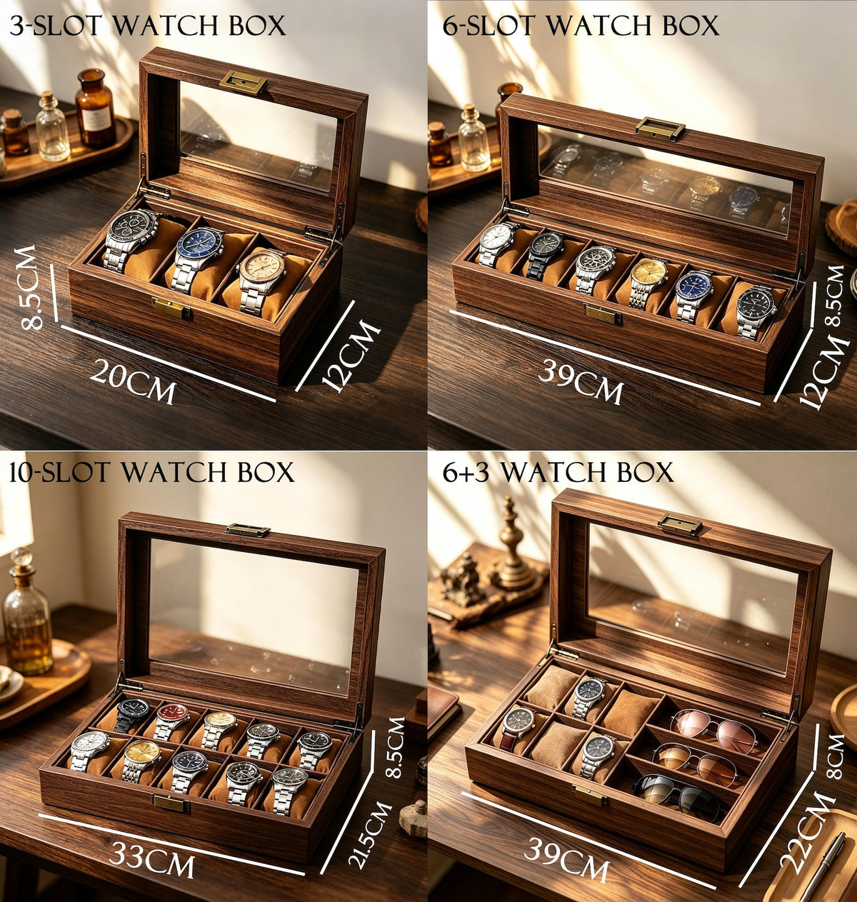 Personalized Wooden Watch Box with Jewelry Drawer, Engraved Watch Organizer for Men, Watch Storage Display Case, Gift for Dad Husband Him