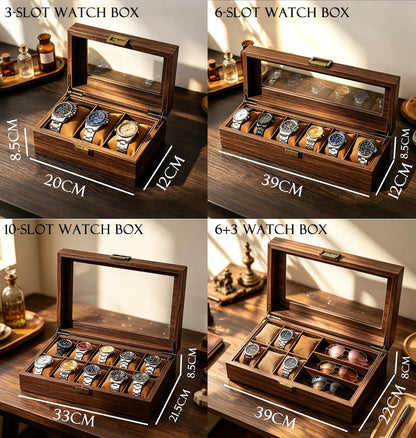 Personalized Wooden Watch Box with Jewelry Drawer, Engraved Watch Organizer for Men, Watch Storage Display Case, Gift for Dad Husband Him