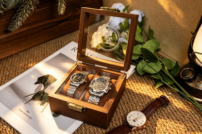 Personalized Handmade Wooden Watch Box with Double-Slot, Watch Display Case, Watch Storage Organizer - Teakwood, Fathers Day Gift, Mans Gift