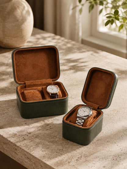 Personalized Leather Watch Box for Men, 3 Slot Travel Watch Case, Custom Initials & Interior Engraving, Husband Dad Gift