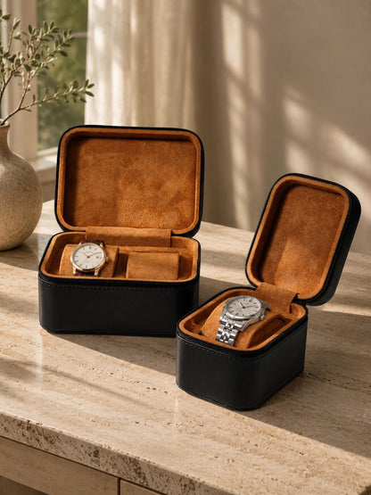 Personalized Leather Watch Box for Men, 3 Slot Travel Watch Case, Custom Initials & Interior Engraving, Husband Dad Gift