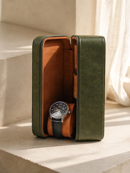Personalized Leather Watch Box for Men, 3 Slot Travel Watch Case, Custom Initials & Interior Engraving, Husband Dad Gift