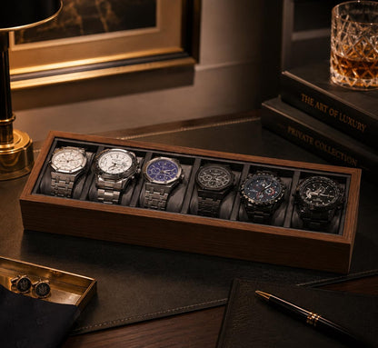 Walnut Watch Box, Wooden Watch Display Case, Luxury Watch Organizer, Elegant Watch Storage
