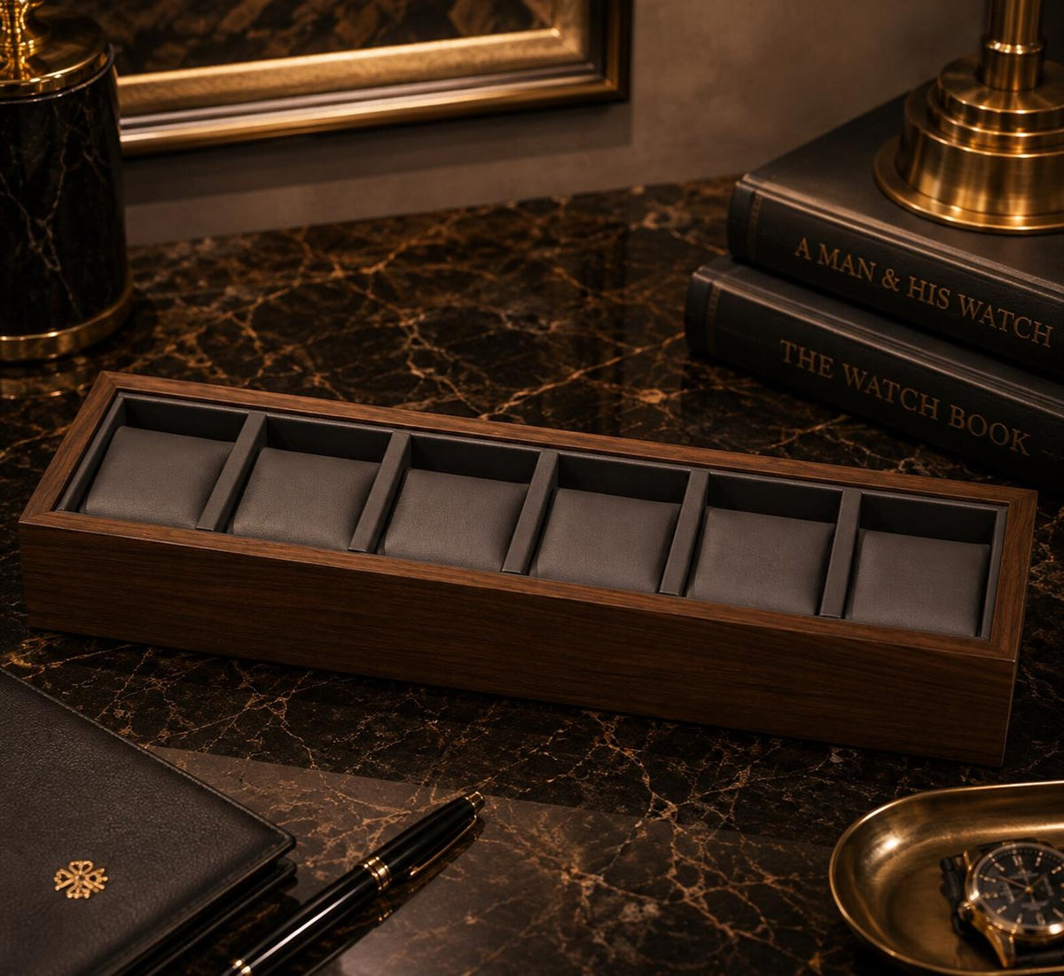 Walnut Watch Box, Wooden Watch Display Case, Luxury Watch Organizer, Elegant Watch Storage