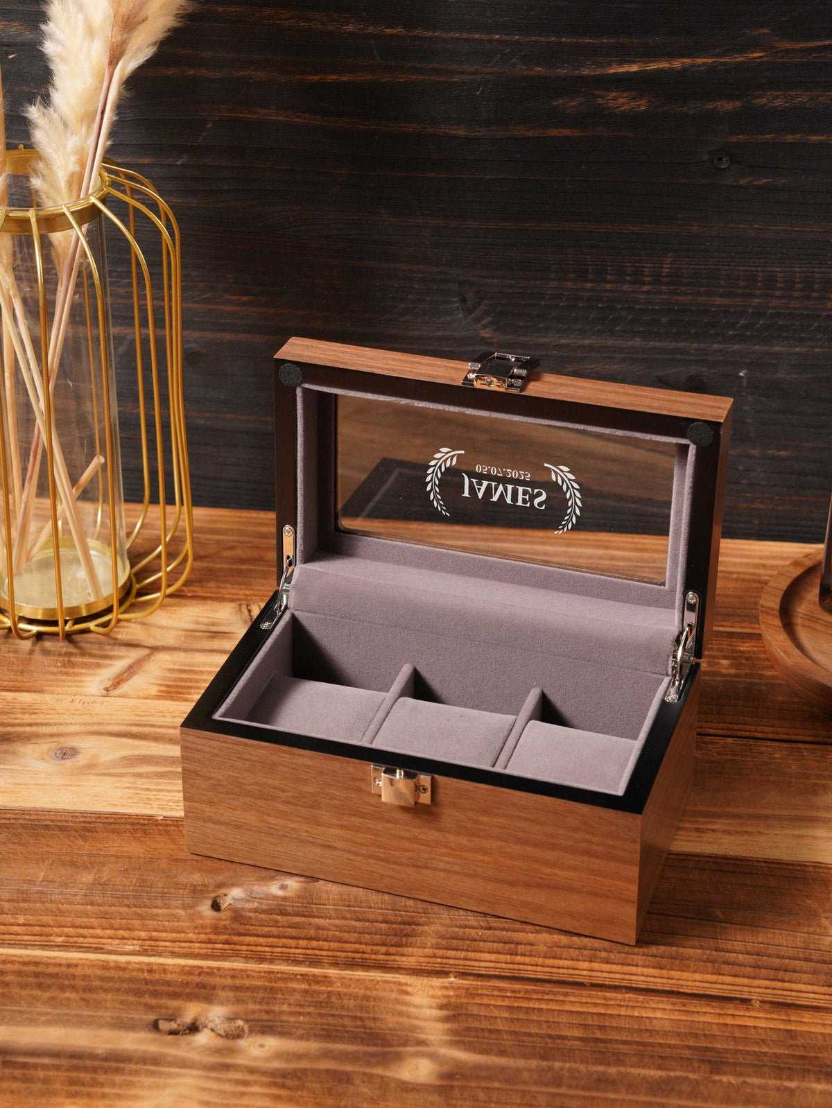 Watch Display Box for Men, Glass Lid Watch Organizer, Watch Storage Case, Engraved Watch Box, Personalized Watch Collector Gift for Him