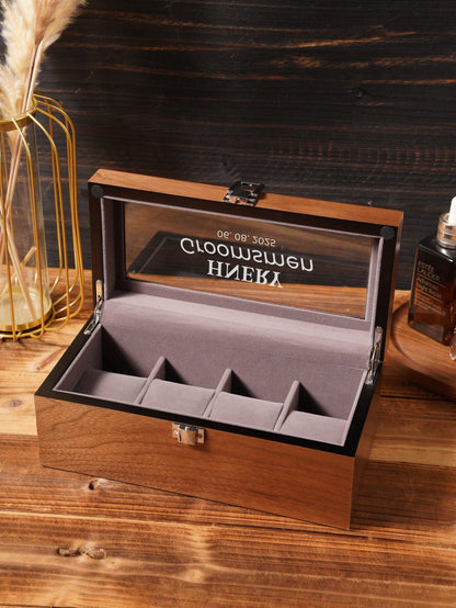 Watch Display Box for Men, Glass Lid Watch Organizer, Watch Storage Case, Engraved Watch Box, Personalized Watch Collector Gift for Him