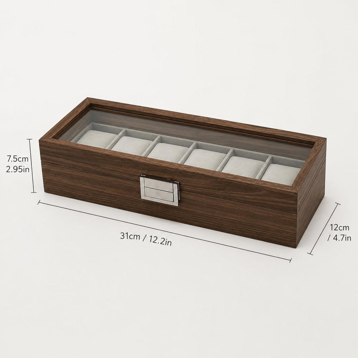 Black Walnut Watch Box, 6 Slot Wooden Watch Organizer, Luxury Display Storage Case, Mens Watch Holder, Gift for Him or her