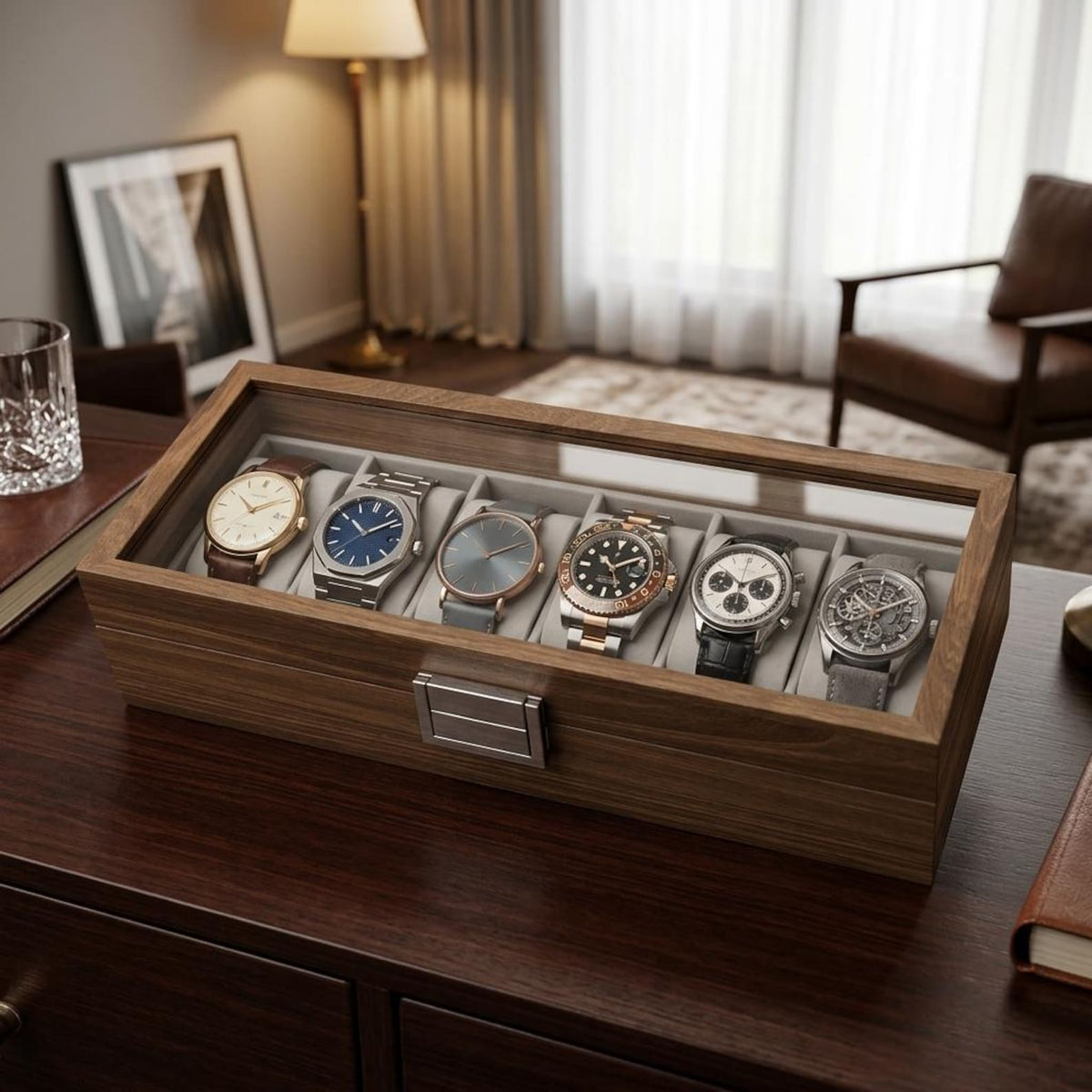 Wooden Watch Roll Case, Velvet Watch Organizer, Portable Travel Holder, Mens Watch Storage, Watch Case, Gift for Him, Husband, Boyfriend,