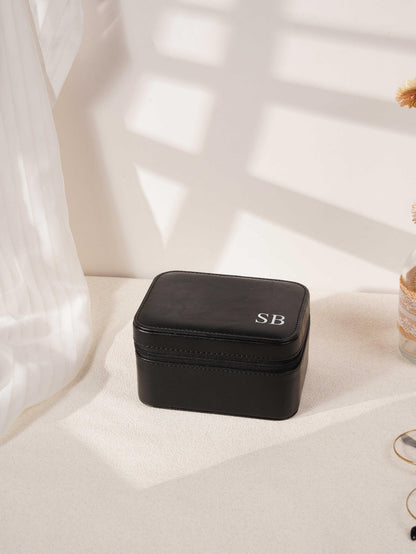 Custom Monogram Watch Travel Case｜3‑Slot Green Watch Storage Box, Gift for Him
