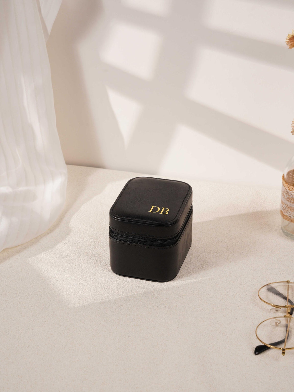 Custom Monogram Watch Travel Case｜3‑Slot Green Watch Storage Box, Gift for Him