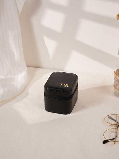 Custom Monogram Watch Travel Case｜3‑Slot Green Watch Storage Box, Gift for Him
