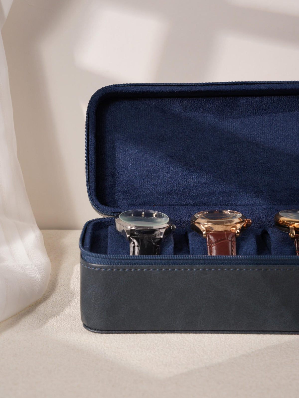 Custom Monogram Watch Travel Case｜3‑Slot Green Watch Storage Box, Gift for Him
