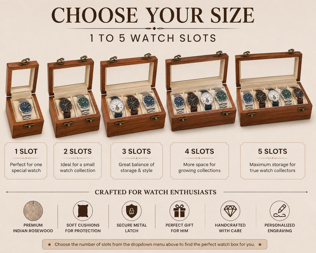 Personalized Indian Rosewood Watch Box, Engraved Wooden watch Organizer, Watch Display Case