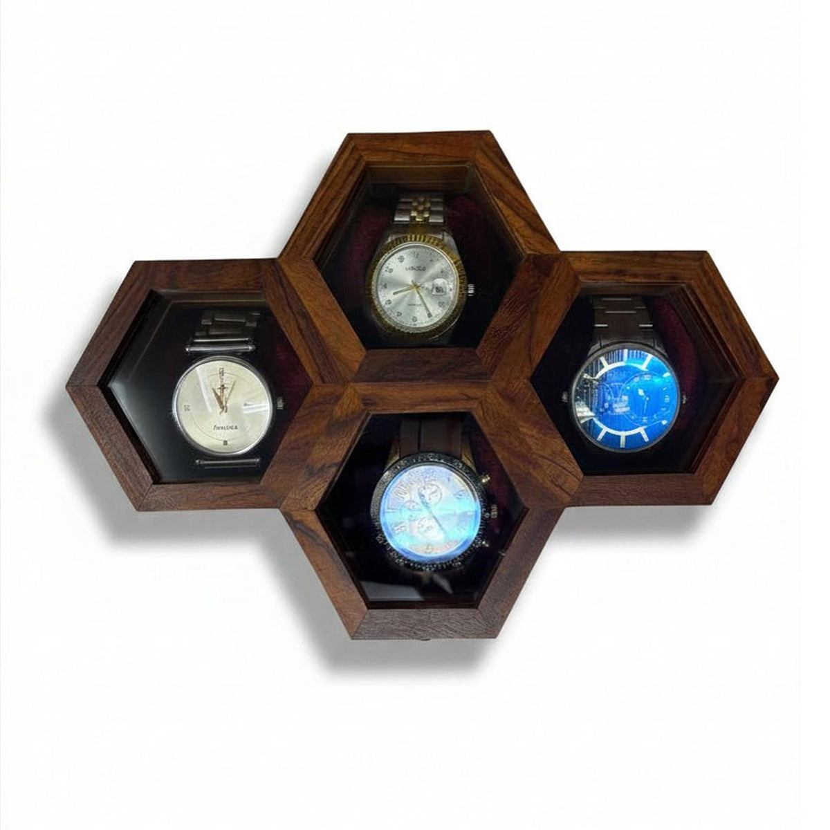 Handcrafted Wooden Watch Box, Vintage Gift, 1-5 Slot Organizer