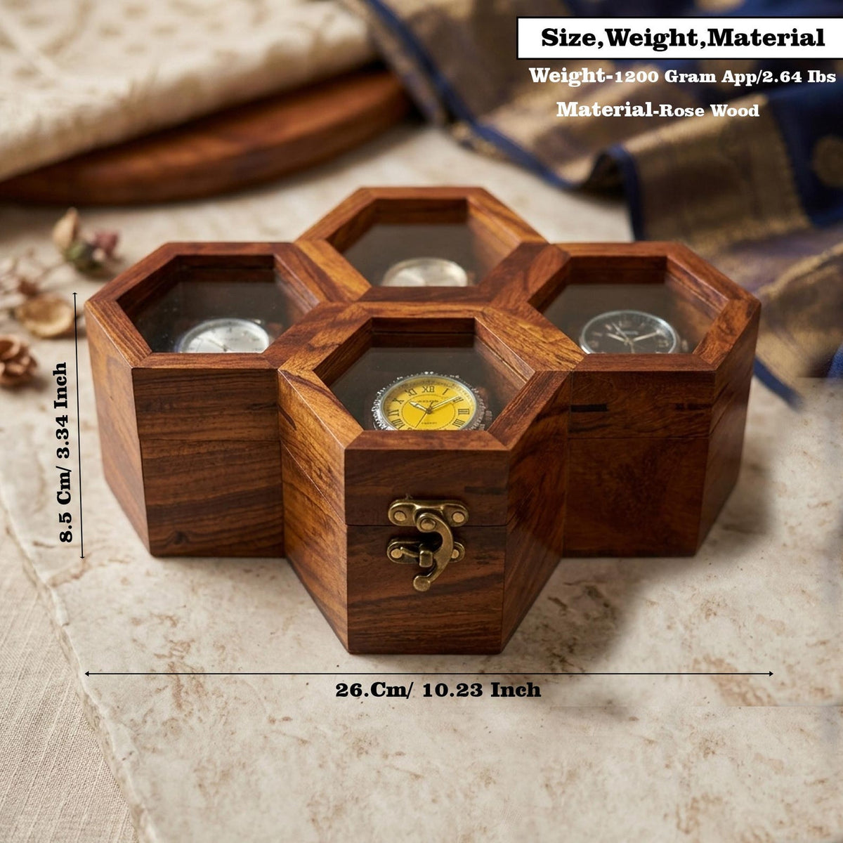 Handcrafted Wooden Watch Box, Vintage Gift, 1-5 Slot Organizer