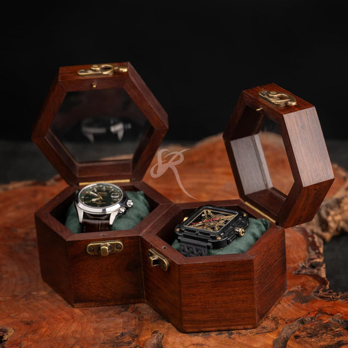 Handcrafted Wooden Watch Box, Vintage Gift, 1-5 Slot Organizer