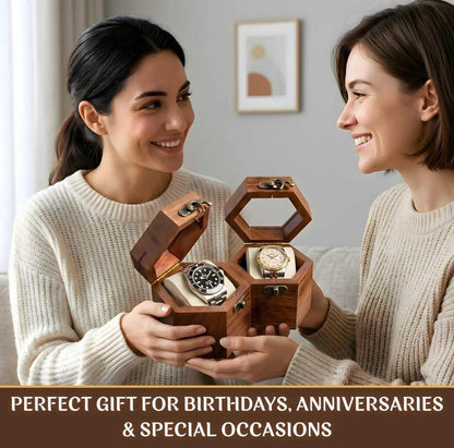 Handcrafted Wooden Watch Box, Vintage Gift, 1-5 Slot Organizer