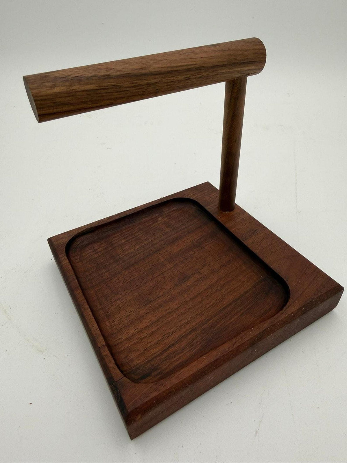Walnut Valet, Solid Hardwood Tray With Watch Holder And Bracelet Bar