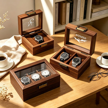 Personalised Wooden Watch Box | Ustom Name Watch Box For 1 2 3 6 10 Watches | Gift For Him Dad Husband Groomsmen, Bespoke Watch Storage Box
