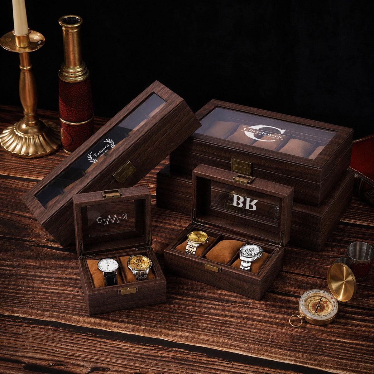 Personalized Engraved Watch Box, 2-Layered Wood Box , Custom Men Jewelry Case, Birthday Gifts, Anniversary Gifts For Men, Gifts for husband