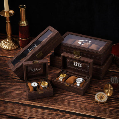 Personalized Engraved Watch Box, 2-Layered Wood Box , Custom Men Jewelry Case, Birthday Gifts, Anniversary Gifts For Men, Gifts for husband