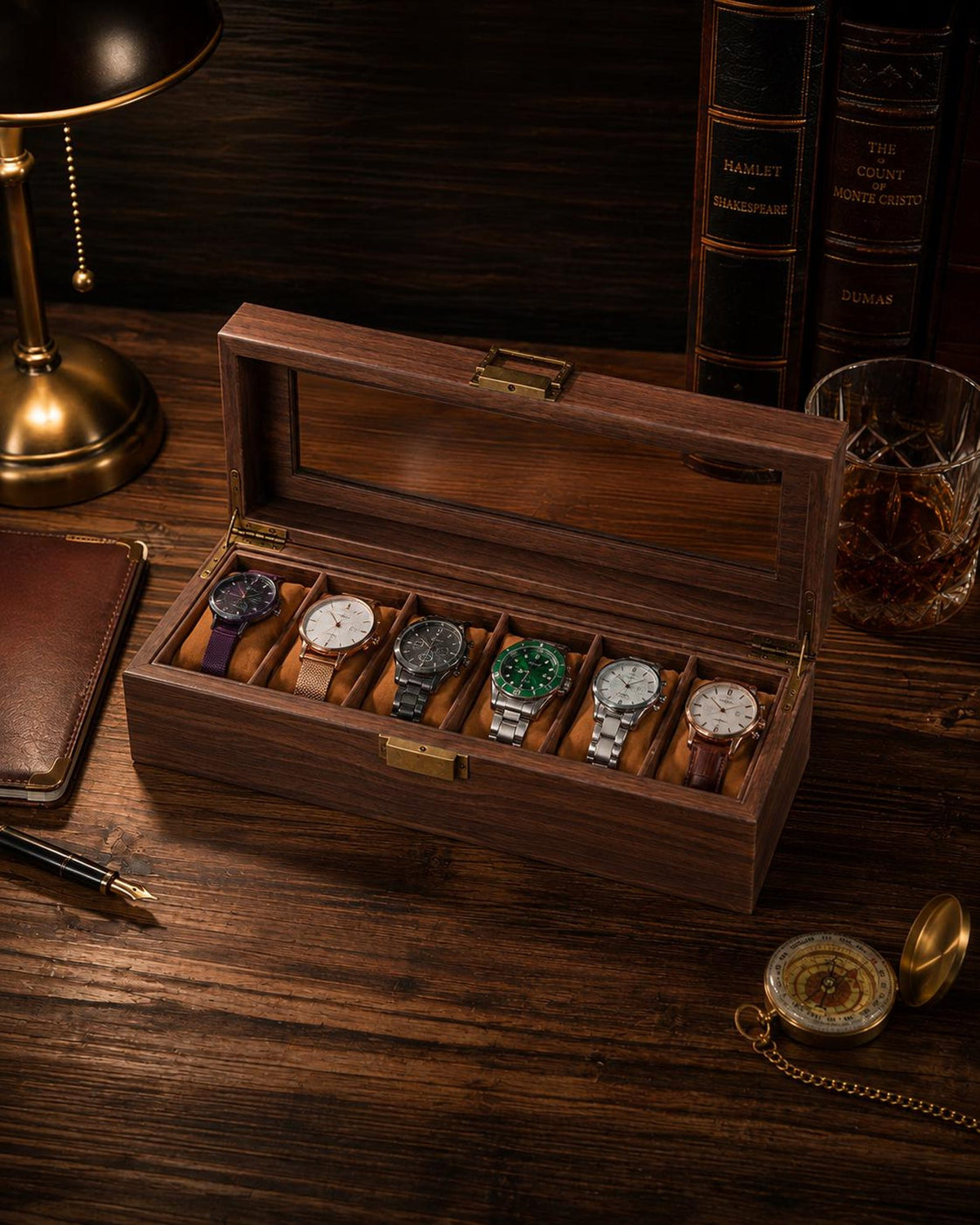 Personalized Watch Box for Men, Engraved Watch & Jewelry Organizer, Double Layer Watch Case with Drawer, Gift for Husband, Anniversary Gift