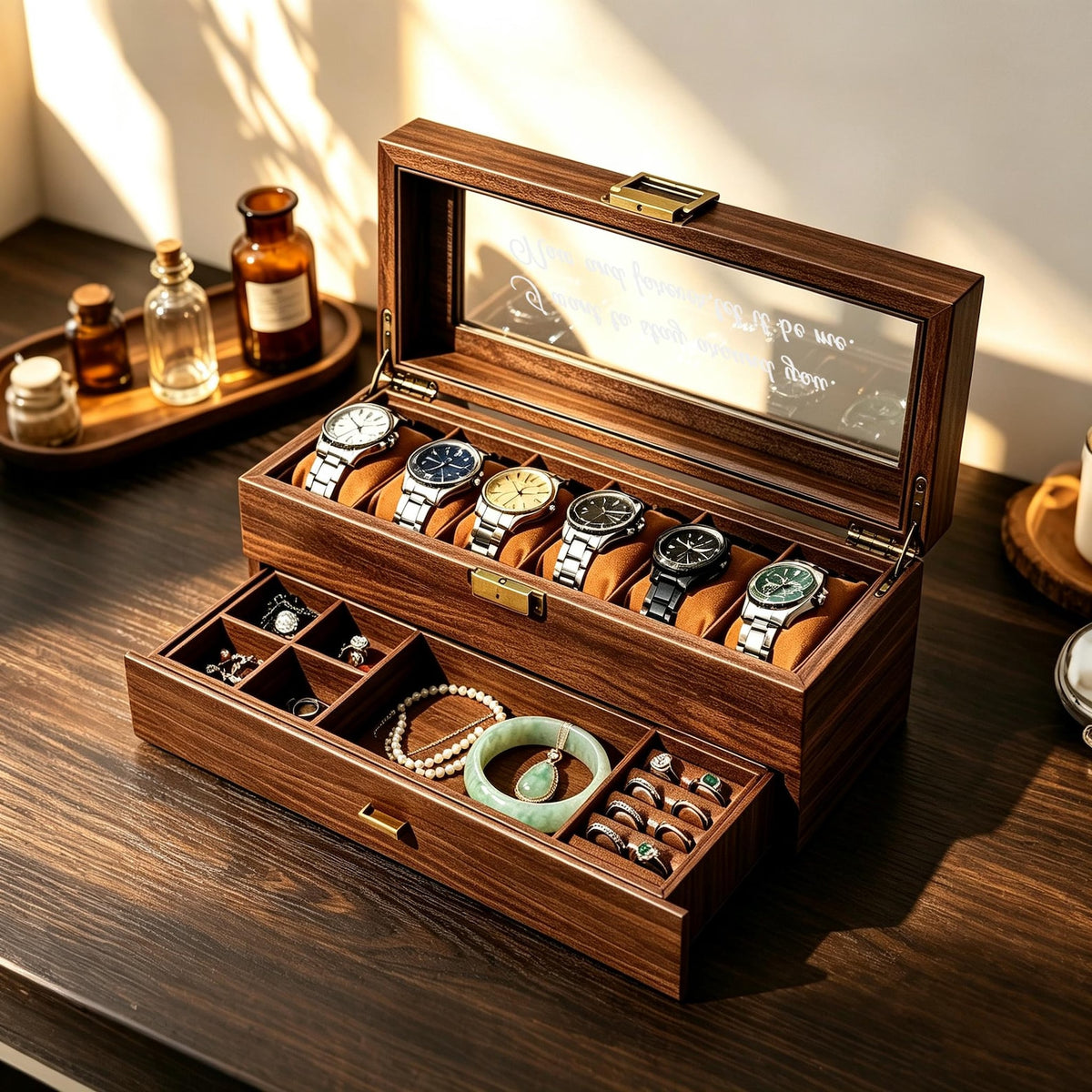 Personalised Engraved Watch Box, Personalized Watch Case, Men watch jewelry box, Gifts for husband, Anniversary Gifts for Men